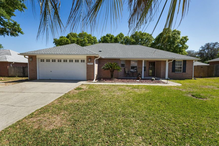 This beautifully maintained 1,914 sq ft home sits on a spacious .32-acre lot in one of Pace's top school zones. Enjoy Florida living with a saltwater screened-in pool, perfect for outdoor relaxation and entertaining. Inside, the open floor plan features tile and LVP flooring throughout, a modern kitchen with granite countertops, stainless steel appliances, and a coffee bar with a sink. The split bedroom layout offers privacy, with a spacious primary suite that includes a walk-in closet, soaking tub, and separate shower.Notable upgrades include a 2017 roof (50 yr), Lennox HVAC system (2016), 2021 water heater, and a new pool salt cell (2023). The backyard is fully fenced for privacy, and the home is conveniently located near shopping, dining, and top-rated schools.
