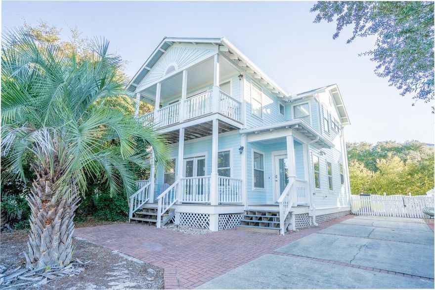 This 3 Bedroom 3 bath idyllic beach cottage is tucked away in the gated beach community of Sunrise Beach.  Located South of 30A and literally steps from the beach access help make this home a fantastic rental property with over $100K on the books so far this year.  Both the interior and exterior of this home have been recently painted and the property has been newly furnished. As you enter the home notice the open floor plan that is plan perfect for entertaining and family time after a day at the beach!  The first floor has tile flooring, crown molding, white wood ceiling, recessed lighting and ceiling fans.