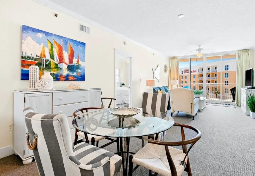 This beautiful 2 bedroom 2.5 bath condo is perfectly situated with views of the Gulf from the balcony. The unit boasts modern, yet beachy furniture and decor. Bathrooms are classicly decorated and clean.  The unit can sleep 8 with the addition of the bunk room which has a door for privacy! You'll also get a roomy, almost 60sqft, lockable storage closet!! Waterscape has many amenities including an epic pool, kiddie park, gym, beach access and much more!