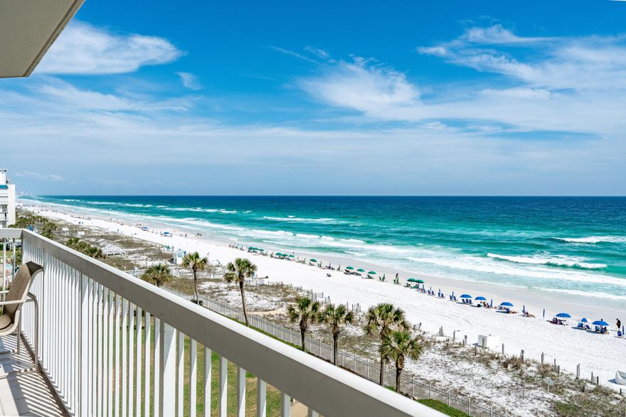 605 East Silver Beach Towers. This 2-bedroom, 2-bath condominium has both bedrooms facing the Gulf - a rare design for Gulf-front condos on the Emerald Coast. This property also provides panoramic beach views from the main living area. Features include tiled flooring in all main living areas, floor-to-ceiling doors/windows, access to the oversized balcony from both bedrooms & the living room, owner's closet, & a deeded covered parking space. The kitchen features a breakfast bar & stainless appliances. The master bath includes a separate shower, jetted tub, & walk-in closet. Silver Beach Towers provides over 600 ft. of sugar-white sand, 2 Gulf-side pools, 2 hot tubs, a BBQ Grilling area, Pickleball/Tennis court, & is centrally located to many dining, shopping & entertainment options.