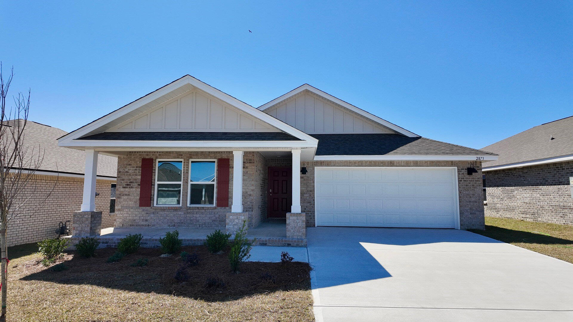 ALMOST COMPLETE! Highly desirable brand-new design, the ''Lakeside'' floorplan in Patriot Ridge NEW phase. Offers Residents: Community Pool/Cabana, sidewalks, underground utilities & more. This highly desirable NEW floorplan provides a well-designed relaxed OPEN concept, no wasted space, 5 beds, 3 baths, nice 12 x 9 covered back patio & 2 car garage. Well-designed kitchen, all stainless appliances, smooth top range, quiet dishwasher, built in microwave, roomy dining area & more. Striking wood-look flooring, plush carpet in the bedrooms. The Smart Home 'Connect' System has several convenient devices. Stylish craftsman exterior adds to the great curb appeal. Easy drive to the airport, military base, beaches at Ft. Walton, Destin area & just minutes to golfing. Stylish curb appeal.