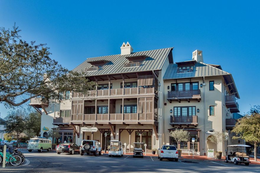 Unit 10 is a 2 bedroom, 2 bath, offered fully furnished with tasteful decor throughout. Having never been rented, the unit feels brand new with top notch finishes such as Viking stainless appliances, gas range, and white marble counter tops in the kitchen. Warm toned wood flooring is throughout and gorgeous tile work in the baths. Barrett Place offers underground parking, elevator access and separate deeded storage. Rosemary Beach has it all....park your car upon arrival and leave your worries behind! Enjoy biking to many amenities and shopping! Rosemary Beach offers deeded beach access, a fitness center, tennis, and many parks & pools. *WATCH THE DRONE VIDEO*