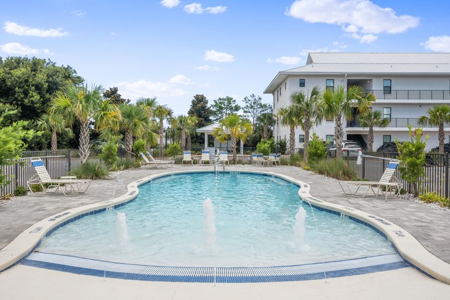 A Blue Mountain Beach gem along Scenic Highway 30A: This 2 bedroom, 2 bathroom unit boasts clean lines, 9ft ceilings, granite countertops, and seamless luxury vinyl plank flooring.  The sun-drenched unit boasts plantation shutters, easy release solar shades and garden views. Don't miss this chance to own a tastefully-furnished income-producing property. Hidden Lake condos is a 45-unit complex that offers residents modern amenities and an exceptional location. Enjoy the convenience of a ground floor unit, privacy of a gated community, and three beach access points to choose from. Hidden Lake is short walk from Gulf Place town center for shopping and dining, and a four minute drive from the recently renovated Santa Rosa Beach Golf Club.