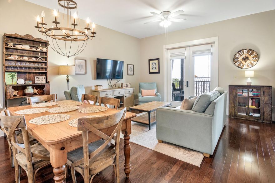 'CURRENTLY UNDER CONTRACT, SELLER ACCEPTING BACKUP OFFERS' Here is your opportunity to own one of the best 2BR condos in the highly sought-after Redfish Village community, which is located only one block from the Gulf of Mexico in Blue Mountain Beach. It features not only a convenient shuttle to its deeded Gulf beach access with private bathrooms but also its own scenic walking trail to a boardwalk and dock overlooking Redfish Lake. Unit M1-408 is one of the most desirable condos in Redfish Village as it not only comes  fully furnished and rental ready but it also has GULF VIEWS, which is rare for any property located on the North side of Scenic Hwy 30-A. It has 10 ft ceilings, high end stainless Viking and JennAir appliances, hard wood flooring, granite counter tops, and light solid wood cabinetry.  Plus, a deeded covered parking space. The owners just added a new 55" Samsung Smart TV and all new high-end patio furniture. This condo also underwent a comprehensive HVAC duct cleaning and mold spore preventative treatment within the last year. Owner pride is shown throughout this condo and it is priced to sell.
Redfish Village also has abundant onsite amenities including 2 pools, green space, gas grilling area, children's playground, fitness room, owner's lounge with a theater room. It is also surrounded by local restaurants (including the super popular onsite Redfish Taco), tourist shops, and the Blue Mountain Ice Cream Parlor.
