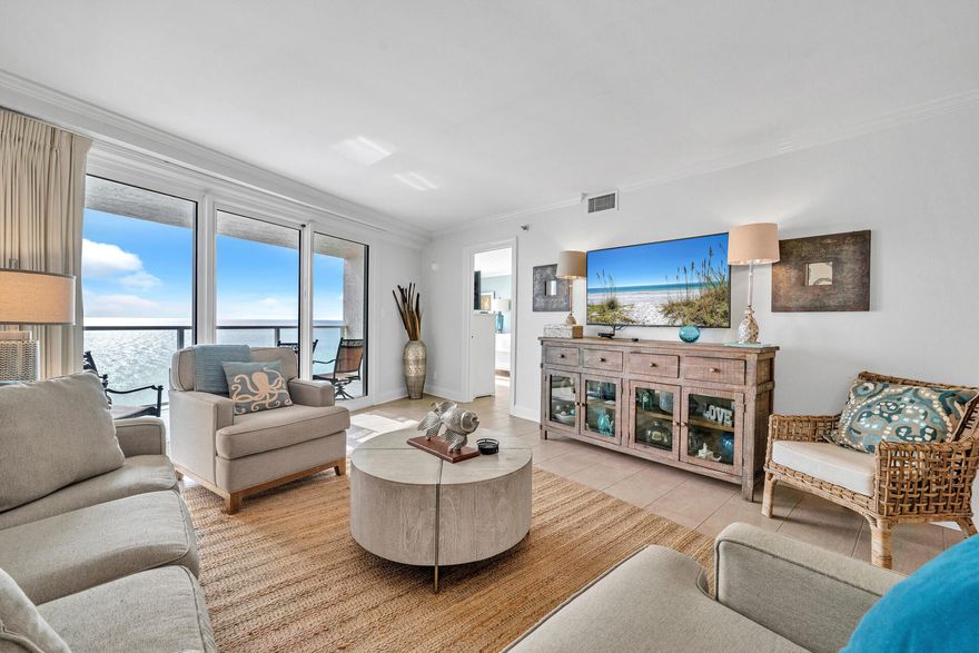 Nestled in the heart of Sandestin, this condo boasts panoramic views of the Gulf of Mexico. Completely renovated 2BR/2BA condo, located on the 13th floor of Beachside Two offers stunning beach views and abundant room for families to gather on the balcony and the spacious living/dining area. Beautiful tile floors throughout. With the master bedroom fronting the beach as well, beach views and light come pouring in, making this your ideal beach retreat. This condo is updated with a open kitchen design. Beachside II (TWO) offers covered parking, a community pool and meeting room and is located in one of the finest gated beach and golf resorts anywhere. This condo is offered fully furnished and ready for your family to begin building years of memories. New AC and Washer/ Dryer too.