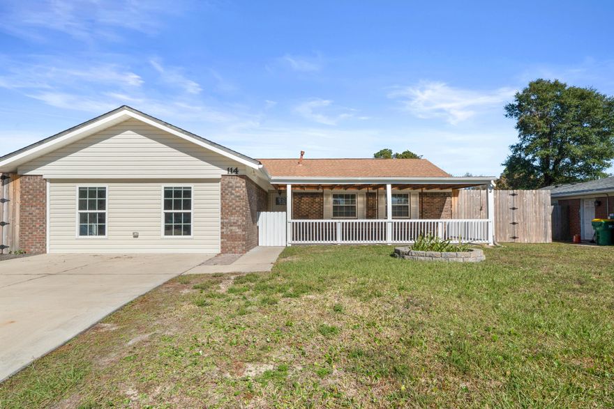 Listed at appraised value! Welcome Home! Located in the heart of Niceville, this home has 4 bedrooms and has been nicely updated, to include major structures. Wood-look and tile flooring flow throughout the main area, with carpeted bedrooms (wood look tile and carpet installed 2017). Living room features wood burning fireplace with floor to ceiling brick accent wall. HVAC and tankless hot water heater- new in May 2017. Large laundry room. All exterior doors and 8' fence installed May 2017. Move-in ready! Schedule a showing today!Buyers to verify all information deemed pertinent.