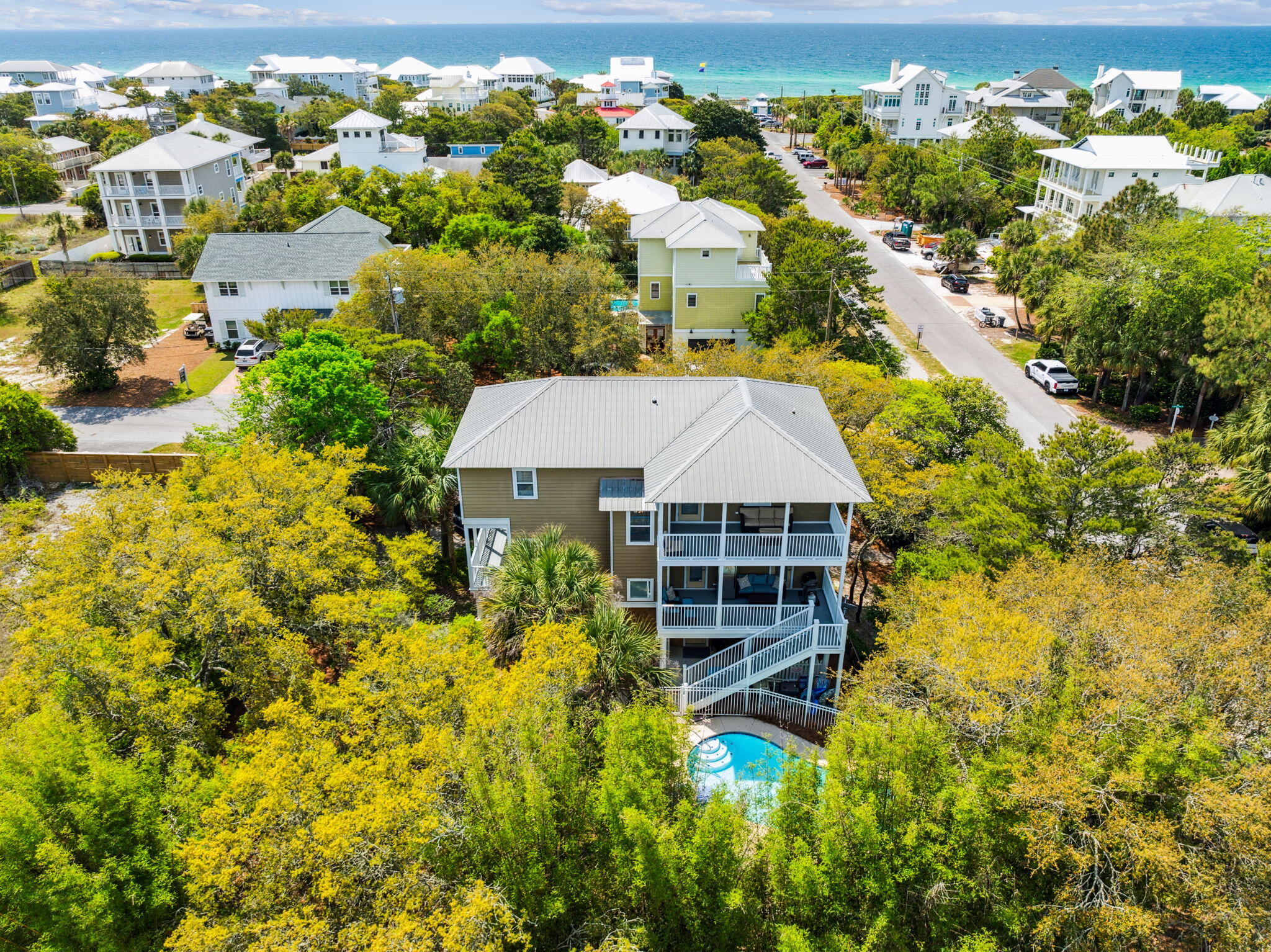 Perfectly positioned just steps from the sand and at the heart of 30A's sought-after west end, 19 Buddy Street presents a rare opportunity to own a fully updated coastal retreat with Gulf views and exceptional rental potential. With no HOA, a private pool, and balconies on every floor, this residence blends effortless beachside living with long-term value.Spanning three levels, the layout is thoughtfully designed for both comfort and privacy. The first floor offers two guest bedrooms, while the second level is anchored by a renovated kitchen, open dining area, and an additional guest suite. On the third floor, two spacious primary suites create the perfect sanctuary, offering elevated Gulf views and separation from the main living spaces. Offered fully furnished and turn-key ready, the home has been meticulously upgraded throughoutincluding a new A/C unit, electric water heater, Hayward pool heater, refrigerator, dishwasher, cabinetry, and fully remodeled bathrooms. Every detail has been curated for a move-in-ready experience that functions beautifully as a personal retreat or high-performing vacation rental.

Just a short stroll or golf cart ride from the beach, 19 Buddy Street captures the essence of 30Arefined, relaxed, and ready for what's next.

Reach out for cost-to-own figures and rental projections. 