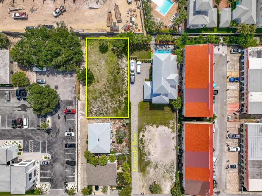 Great location to build your beautiful beach home! The two Emerald Row Lots 3 & 4  are combined. Located in Miramar Beach just South of Scenic Gulf Drive. The lots are within walking distance to the sugar white sandy beaches and glistening emerald green waters of the Gulf of America.  Close to restaurants, entertainment, and shopping at Silver Sands Premium Outlets.  A private adjacent boardwalk provides walking access to the beach.  Short term rentals are approved for this community. Build your permanent dream home or income producing vacation rental! No HOA fees!City water and sewer available. Flood Zone ''X'' designation.Buyer to confirm all information.