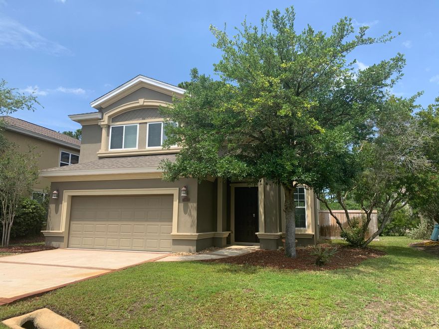 An elegant Mediterranean style home featuring three bedrooms, two full baths and one half bath. Additional details include 20' soaring ceilings, an open floor plan with large tiled floors with new carpet throughout. Kitchen boasts of solid surface counter tops with plenty of space and lots of cabinet storage.Master bedroom suite, two additional guest bedrooms and a loft/office located on the second floor. Master has a garden tub, separate shower and walk -in closet.Completely fenced back yard for ultimate privacy.HVAC unit replaced in 2017 Perfect place to call home with only 26 homesites which offers a quiet environment, yet conveniently located to everything.