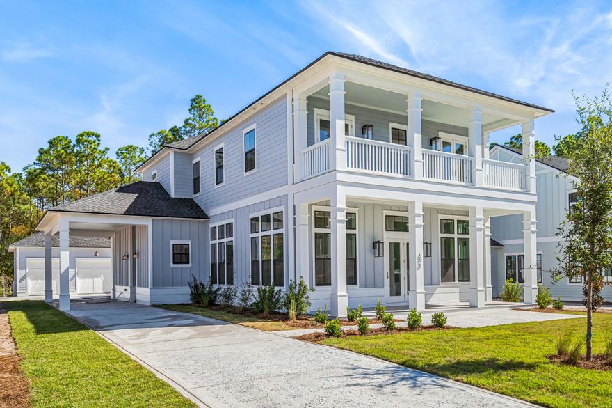 JUST REDUCED $150,000! BRAND NEW Origins residence epitomizing coastal elegance and modern comfort. With 4 bedrooms, an office, a media room, and 4 and a half luxurious bathrooms, this home offers ample space for both family and guests. Over $25k in upgrades completed by the owner including amp-ready speakers throughout. Built by Arkon Group, one of the most prestigious local builders, this home is the definition of quality craftsmanship. As you step inside, you'll immediately be captivated by the spaciousness and sophistication of this home. The first floor boasts hardwood floors, shiplap walls, quartz countertops throughout and soaring 12-foot ceilings, setting the stage for grandeur and style. Enjoy the ultimate in convenience and privacy with two primary suites, one located on the main level. Each primary suite is a haven of tranquility, featuring impeccable marble floors and quartz countertops. The heart of the home is undoubtedly the gourmet kitchen, outfitted with top-of-the-line Wolf and Sub-Zero appliances, including a Wolf stove, Sub-Zero refrigerator, Wolf drawer microwave, and Bosch dishwasher. Unwind by the gas fireplace in the living room, where warmth and ambiance create the perfect atmosphere for intimate gatherings. A private office on the main level provides a quiet retreat for work or study, while an upstairs loft/media room offers endless possibilities for relaxation and recreation. The two guest bedrooms upstairs each have balcony access, while the second primary suite has its own private balcony overlooking the pool and lush landscaping of the backyard. A large garden tub, separate shower, marble floors, quartz countertops and a dual vanity welcome you in to the primary bath. 

Sprawling 1,126 sq ft of covered deck space, between the first and second floor, perfect for al fresco dining, lounging, and taking in the beautiful surroundings. The outdoor amenities include a beautifully appointed summer kitchen with a built-in gas grill. The large heated pool, complete with a sun bench, ensures year round enjoyment. Rinse off in the outdoor shower by the detached two car garage.

Offering a lifestyle of both modern convenience and appreciation of the natural environment, the 1,400-acre WaterSound Origins community is located near all the highlights of South Walton including beaches, shopping, and dining. Amenities include the Village Commons with resort style swimming pool, an events lawn, fitness center, and sports courts plus parks, walking trails, and access to Lake Powell with complimentary kayaks for residents' use. Origins Golf Club is a six-hole regulation short course located within the community that also plays as a nine-hole executive course or a 10-hole, par-3 layout. The growing WaterSound Origins town center at the front of the neighborhood includes a Publix grocery store, multiple restaurants, and other services. Owners have the opportunity to join the WaterSound Club with multiple amenities to members including private beach access, beach services, swimming pools, dining, two private golf courses, and the brand-new Lifestyle Center at Camp Creek.