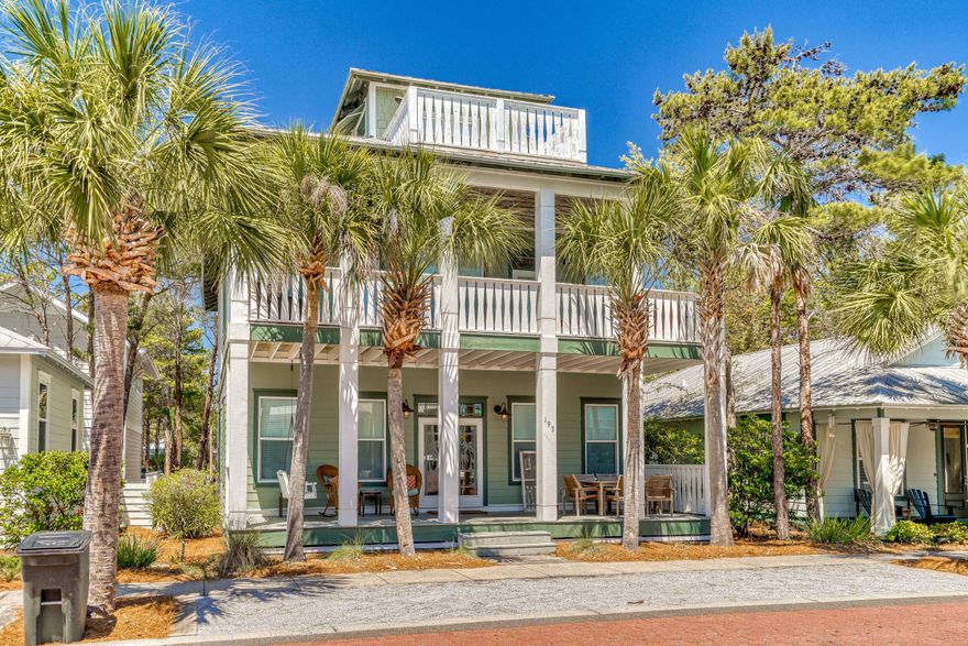Five O'Clock Somewhere is a 4 Bedroom/3 Bath home located perfectly is Seacrest Beach close to the 12,000 sqft Tropical Pool and a short walk to the shops and restaurants of Rosemary and the Village of South Walton.  The home has a large open living, dining and kitchen area for friends and families to gather together after a day at the Beach soaking up sand and playing in the waves.  The tower room adds additional sleeping space and a wetbar for refreshments to catch the gulf breezes on the open tower porch.  One bedroom is located on the first floor, and two of the bedrooms have king beds.  The home is capable of sleeping 14.  With wood floors throughout, crown molding , and 10 ft ceilings this home is the the Beach Retreat in Everyone's dreams.  Don't miss seeing this one!