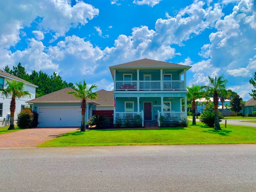 Located in exclusive family friendly and gated community, only a half mile from 30A beach access, gulf place shopping, restaurants, hiking, biking trails  and much more. Seated in a corner lot, in a cul de sac and across from a green area. Fenced yard, huge community pool with water falls. Double vanity in Master br. Walking closet in all bedrooms. Storage room next to back porch. Enjoy the beautiful sunset and sunrise views from balcony. Owner added an office space with desk inside master bedroom. Enough space to park 6 cars, 2 in the garage and 4 in the driveway. No smoking and no cats. Possible  dog upon owners approval.