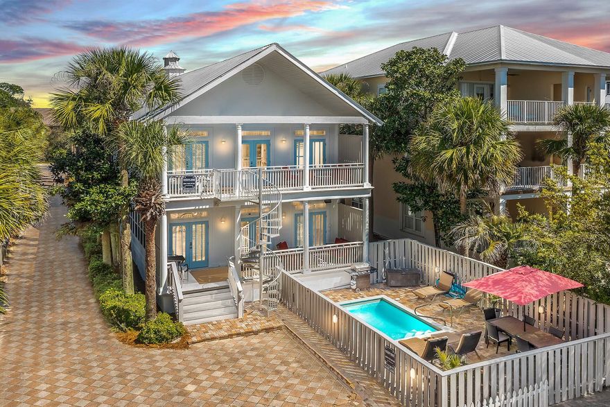Discover the epitome of beachside living with this unique offering: two separate, fully equipped condos that make up the entire building--sold together as one complete package--in a coveted Seagrove Beach location, just one lot back from the white sandy beach along 30A.Spanning a total of 4,738 square feet of elegantly designed living space, each unit offers three bedrooms and three bathrooms across two spacious levels. Both condos feature light-filled great rooms with soaring cathedral ceilings and an open floor plan that seamlessly connects the living, dining, and gourmet kitchens. Adorned with pristine white cabinetry, quartz countertops, and state-of-the-art appliances, each kitchen is every chef's dream--perfect for hosting gatherings or enjoying casual family meals. Each condo is thoughtfully designed with a luxurious primary bedroom retreat on both levels, complete with a king-sized bed, ensuite bath featuring double vanity sinks, soaking tubs, and expansive walk-in showers. Additional sleeping arrangements include twin built-in bunk beds in the hallways for younger guests, along with guest bedrooms offering king-sized or queen-sized beds and access to stylish, modern bathrooms.

Outdoor living is equally impressive. A covered veranda on the second level overlooks a refreshing plunge pool and grilling area ideal for alfresco dining and unwinding after a day at the beach. Generous porches on both levels provide serene spots for morning coffee or evening relaxation while enjoying tranquil Gulf views.

With separate private entrances, these two identical condos offer unparalleled flexibility. Whether you wish to use them as vacation rentals, host large groups with private quarters, or enjoy the best of both worlds by residing in one while renting the other, the potential for rental income and investment growth is substantial.

Located in the heart of Seagrove, south of 30A, these condos provide an enviable lifestyle with easy access to the beach, local gourmet restaurants, shops, golf courses, and endless leisure activities. This exceptional property not only promises a remarkable vacation experience but also represents a lucrative investment opportunity in the vibrant Seagrove Beach community.