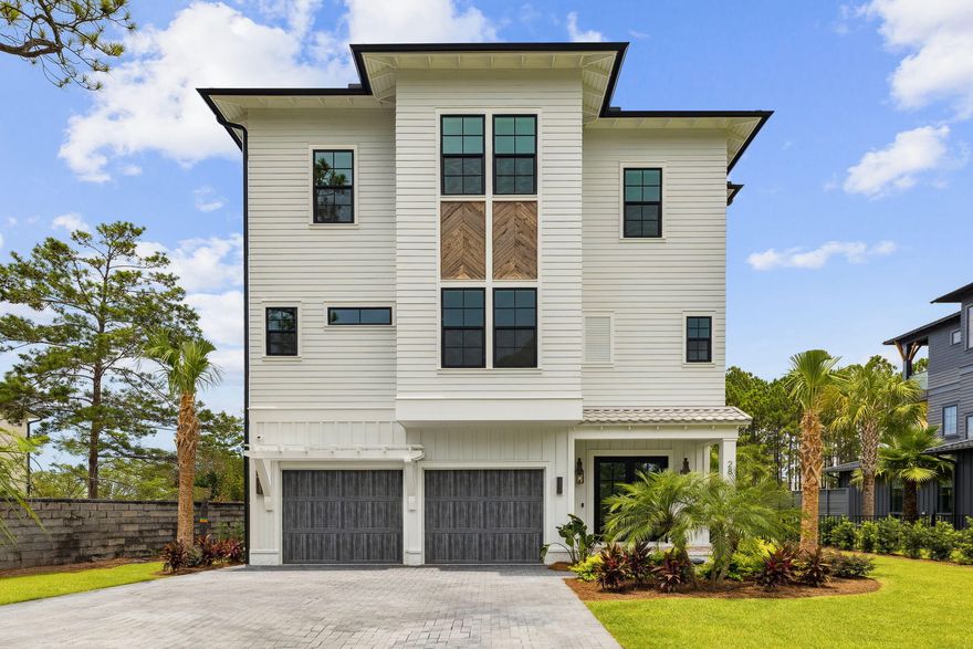 28 Loon Lake, built by Cogent Building Group and designed and furnished by Bird Dog Design Company, is a study in modern elegance and coastal serenity. Poised along the peaceful west end of 30A with deeded beach access, this newly built retreat captures the essence of refined living while embracing the laid-back rhythm of the Gulf.The open-concept living area unfolds beneath soaring ceilings, where natural light spills through expansive windows and dances across sleek finishes. The chef's kitchen blends seamlessly into the dining and living spaces, anchored by a striking wet bar that invites evenings of effortless entertaining. Every element, from the curated lighting to the layered textures, reflects a thoughtful approach to both style and comfort. Five bedrooms, including a custom bunk room, offer a harmonious mix of privacy and flexibility, while each bath is elevated by intricate tilework and modern fixtures, creating spa-like sanctuaries throughout the home.

Beyond its walls, the landscaped backyard reveals a private pool, a tranquil escape for slow mornings or lively afternoons under the Florida sun. Surrounded by the beauty of its natural setting and steps from sugar-white sands, this property offers a rare blend of sophistication, relaxation, and coastal charm.

With its balance of architectural precision and inviting warmth, 28 Loon Lake is more than a residence. It is an expression of luxury living on 30A.