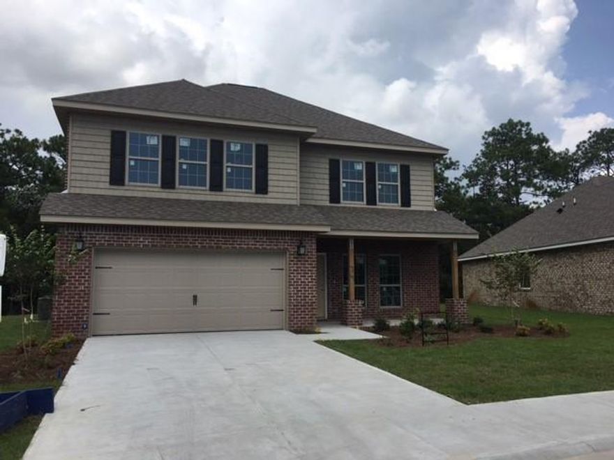 MOVE IN READY! Great 2 story home with Master bedroom on main floor, wooded area behind home and great back yard! The Azalea features wonderful bonus room great for entertainment area or playroom. Jack and Jill bath connects 2 upstairs bedrooms all with walk-in closets. 3rd bedroom upstairs is separate with private bathroom just steps from bedroom, great for guests. New construction features hardwood flooring, Moen fixtures, solid surface countertops, large tiled shower in Master bathroom with bench seat, recessed can lighting, all with builder warranties that convey. Community offers sidewalks, street lighting, is easily accessible to Inlet Beach, Sandestin, International Airports or I-10.