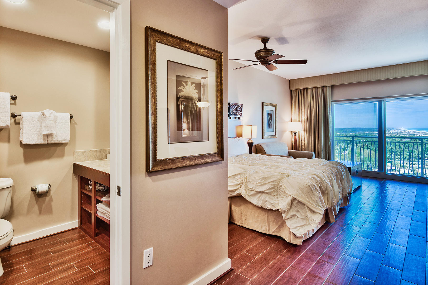 Newly remodeled, this incredible 9th floor unit features gorgeous gulf views over Tops'l Reserve and an exceptional location South of Hwy 98 within Sandestin Resort. This charming studio unit is located in Luau II, the South Tower, featuring expansive views over the resort and first class amenities that include a large lagoon style pool with a swim-under waterfall, a fitness center, outdoor gas grills, a sunset deck, and easy beach access. This unit is completely upgraded with a large flat Screen TV, nice appliances and furnishings as well as unbelievable views down the coastline and into Tops'l State Park.