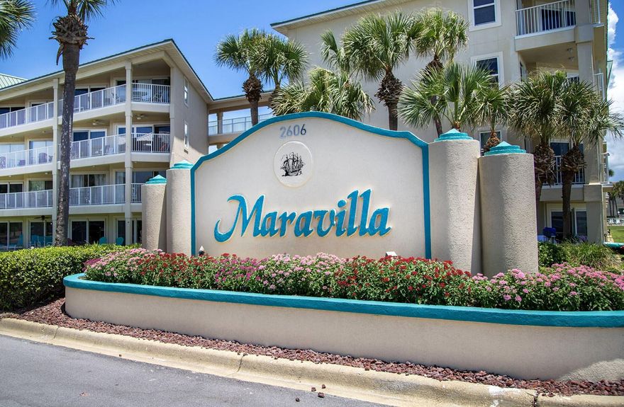 Location, Location, Location. Maravilla is the perfect beach community, with private gated access to 2.5 acres of private beach front. Amenities include: two pools (1 heated), hot tub, tennis courts, shuffleboard, basketball court, club house and an exercise room. 1104 is a sought-after ground floor unit with a small grass area for kids or pets to play just off the patio after a long day at the beach. With a few bedding upgrades this 3 bed, 2 bath condo would sleep 9 and be a star rental unit for years to come.