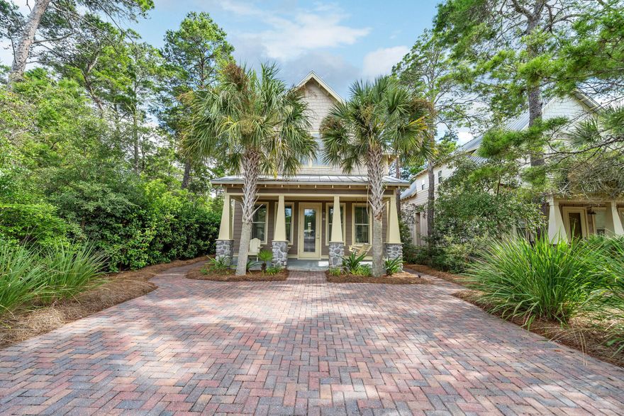 This fully furnished Craftsman style bungalow nestled in the neighborhood of the Cottages at Santa Rosa Beach stands out as a wonderful primary residence, 2nd home or investment property.  Built by the owner, with solid 8 foot doors, 10 foot ceilings downstairs and 9 foot upstairs, this property exudes quality and elegance.  Pendant lighting and chandeliers dress up the granite countertops and tile floors in the living area.  A 3 car brick driveway, patio and walkway further enhances the charm.  Easy stroll or bike ride to the sugar white sand beaches and turquoise gulf waters of Ed Walline Park or grab a bite to eat at local favorites such at Shunk Gulley and Smiling Fish Cafe and shop at the nearby fun boutiques.  After a day at the beach, come home and rinse off in the outdoor shower