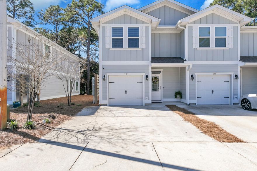 This beautiful end unit features 3 bed/2.5 baths and is located off Mack Bayou in close proximity to Sacred Heart Hospital and Grand Boulevard. The home is being sold fully furnished.  There is EVP flooring throughout. The townhome comes with custom blinds and no carpet. The gourmet kitchen is sure to impress with granite countertops, stainless steel appliances and shaker style cabinetry with brushed nickel hardware. This unit features a reverse osmosis water filtration system. Automation is at your fingertips with a smart home package which includes a KwikSet keyless entry, Skybell doorbell and automated front porch lighting. Smart Home Technology wired ready to connect to your internet service. For ultimate flexibility, these townhomes also allow short-term rentals.