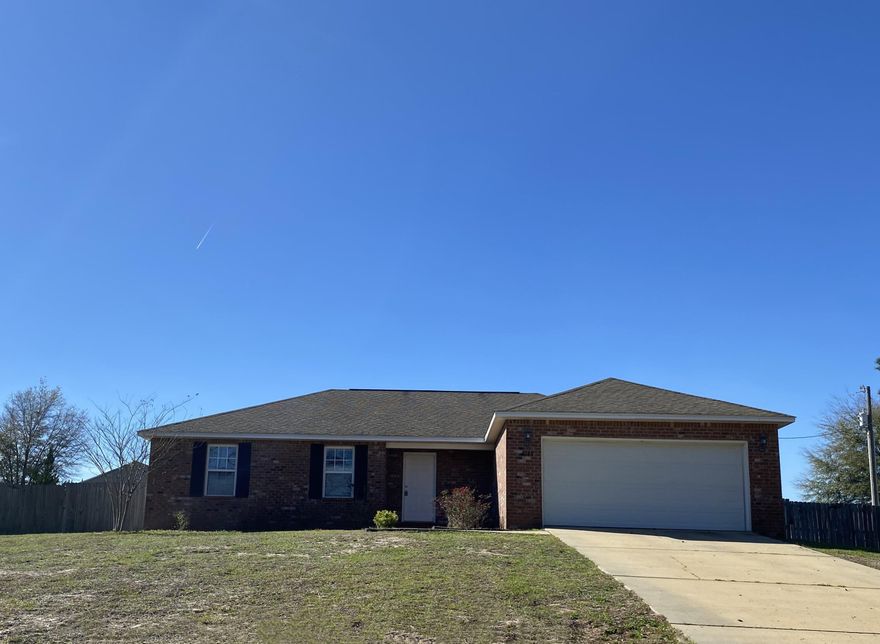 Easy access to Eglin.  4 bedroom 2 bath is waiting for you.  Easy access to Eglin AFB by Hwy 285.  Cut off all that traffic.  Large open floor plan.   Nice cathedral ceiling adds to the open feeling to this split floor plan.  Kitchen it perfect with it lovely granite counter tops, breakfast bar, large pantry, and stainless appliances.    You will love the duel colored cabinets.  The main suite is large enough for your oversized bedroom suite.  The bath comes with double sinks, water closet, and walk in closet.  LVP and tile through out this home.  That's right no carpet in this one.  Fenced in back yard, small patio, and fire pit for entertaining.