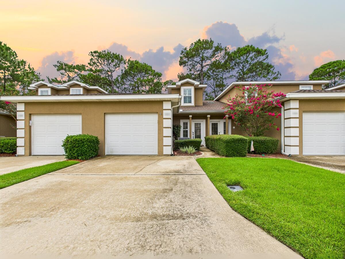 Great Location: Master Suite on Main Level!Welcome to Reflections at Bluewater Bay, a beautifully maintained ''Sapphire'' model townhome offering 3 bedrooms, 2 bathrooms, and over 1,600 square feet of thoughtfully designed living space. This home is move-in ready and ideally located just minutes from Destin Commons, the Mid-Bay Bridge, and the sugar-white beaches of the Emerald Coast. The spacious master suite is conveniently located on the first floor, complete with a walk-in closet and updated bath featuring dual cultured marble vanities and a large shower enclosure. Upstairs are two generously sized guest rooms, each with its own walk-in closet. The open-concept great room is filled with natural light from a skylight and flows into a bright kitchen with white cabinetry, stainless steel appliances, tile backsplash, and recessed lighting. All appliances convey, including refrigerator, washer, dryer, stove, microwave, and dishwasher. Enjoy a covered, screened-in patio overlooking the wooded preserve, perfect for morning coffee. Additional features include 9-foot ceilings, leaded glass front door, ceiling fans, one-car garage with opener, and LVP flooring in the main living area. Recent updates include new windows in 2018, a new roof in 2020, and HVAC in 2022. The HOA, professionally managed by Bluewater Bay, covers annual termite inspections, regular pest control, and maintenance of the beautifully landscaped community. Quiet, clean, and safe, homes in this community rarely hit the market. Whether you are looking for a primary residence, a second home, or an investment property, this one should be on your list.