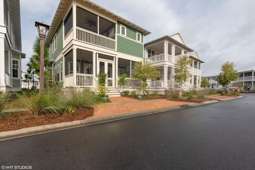 Only One Mile to the Beach and to Seaside. 4 Bedrooms, 3 1/2 Baths. Two Master Suites with 1st master on main level & 2nd master on upper level with screened porch. Hardwoods throughout, Tile in all bathrooms, Tin Roof, Shiplap, Upgraded Blinds, 10 foot ceilings down and 9 ft ceilings up, 1 Car Garage/Plenty of Parking & Pavers. Beautiful screened in front porch with double doors and ceiling fans. Entertainers dream with Open Floor Plan- Huge Great Room with lots of windows and Open Kitchen, Dining, Breakfast Nook and Upgraded Stainless Appliances. Quartz Countertops, Large Kitchen Island with Stainless Farmers Sink. Resort Living with Two Community Pools, Hot tub, Firepit, Kids Pool, Ponds, Nature Trails, Basketball & Pickle Ball Courts.