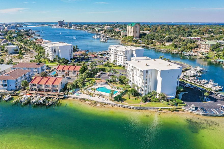 Just a 5-minute stroll to the beach with deeded beach access at the end of Moreno Point Rd and conveniently located on Holiday Isle. This condo is an end unit with extra windows and extra light and has both a harbor and gulf view. It is ready for new owners, tastefully decorated with shiplap, an updated backsplash, and stylish furnishings. Dolphin Point amenities include a marina, pool, waterfront clubhouse, kayak, and paddle board is storage available, and there's a beach area overlooking the Destin Harbor cove. Relax and enjoy the BBQ area while enjoying the views of Destin Harbor and gorgeous sunsets. HOA dues include cable, internet, pest control, water, landscape, exterior maintenance. Extra storage on the patio and in the hallway. All measurements & data approximate buyer to verify.