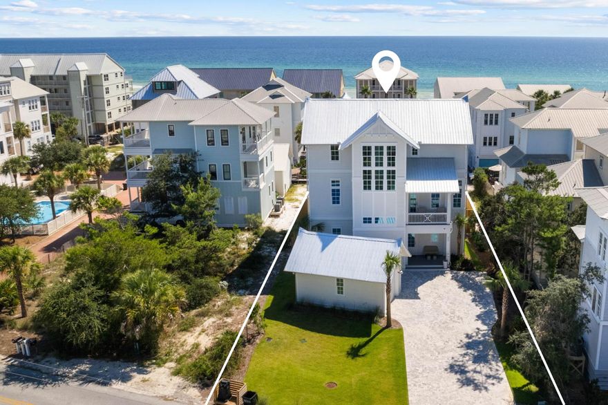 Positioned just seconds from the turquoise waters of the Gulf, this like-new Greg Jazayeri design -- masterfully executed by the renowned Carter Building Company -- seamlessly blends organic aesthetics with breathtaking views of the Gulf and surrounding coastal topography.Convenience is unmatched, with two nearby beach access points including the renowned Eastern Lake Public Beach Access - boasting over 400' of beachfront across six pristine acres fronting the coastal dune lake - along with the Ramsgate access just around the corner, and ample guest parking. The sought-after Eastern Lake community in Seagrove Beach places residents within easy reach of 30A's acclaimed dining, boutiques, and entertainment, including the new Greenway Station town center. Upon approach, a stately paver driveway bordered by lush vegetation sets the tone for the impressive residence nestled deep on the more than quarter-acre homesite. Step inside to discover soaring ceilings, shiplap-planked walls, and stunning white oak hardwood floors that flow throughout. A first-floor junior suite overlooks the sparkling pool and features a gorgeous spa-inspired bath with dual vanities and stunning floor-to-ceiling tile in the wet room. The adjacent guest suite offers a beautifully appointed ensuite and sits beside the first-floor entertainment room, complete with a wet bar and direct access to the outdoor oasis.
 
The soothing sound of cascading water from the spa into the pool beckons you into a private outdoor retreat designed for both relaxation and entertaining. The heated pool and surrounding living area serves as a true seamless extension of the home's living space -- the perfect setting for gathering with family and friends. Dine al fresco at the fully equipped outdoor kitchen, take a refreshing dip in the pool, or unwind in the shade while the kids play. A custom tabby shell-plastered fireplace provides year-round ambiance, creating an idyllic spot to watch the game while the distant sound of waves drifts in from the shore.
 
Ascending to the second level accessible by both elevator or staircase, warm wood tones, Gulf views, and chic coastal d??cor deepen the connection to the sugar-white sand just a mere 350' away. The gourmet kitchen is a culinary enthusiast's dream, showcasing stunning marble countertops, an extended island with dual dishwashers, a six-burner Wolf range, Sub-Zero refrigeration, and a dedicated pantry. A covered patio extends the living space further, effortlessly blurring the line between indoors and out. A powder room and an elegantly appointed king bedroom with rich textures and a well-appointed en-suite shower complete the second level.
 
The third-floor primary suite is anchored by a wall of windows framing sweeping Gulf and treetop views, with soaring vaulted ceilings, a dedicated seating area, and an office nook. The sumptuous ensuite delivers a true spa experience with a curbless tiled shower, walk-in closet, and separate water closet. 
 
A third-floor media room serves both the primary suite and guest bunk rooms -- a comfortable hub for relaxation and entertainment. A secondary junior suite, a twin-over-twin bunk room, and a grand bunk room featuring two twin-over-queen bunks round out the third floor, providing flexible sleeping arrangements ideal for families or larger groups. Perched along the roof line, the top floor viewing deck offers the ultimate vantage point to take in the ever-changing palette of color that defines the legendary Emerald Coast sunsets each evening.
 
With projected annual rental revenues exceeding $275,000 and the fully furnished truly turn-key configuration, 332 Eastern Lake Road presents an exceptional opportunity for investors and discerning residents alike. Contact us today to arrange a private viewing and start living the coastal lifestyle you deserve
