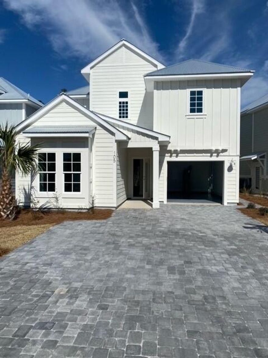 Brand new home located on the South side of Hwy 98-close proximity to 30A, shopping, restaurants and beach accesses checks all the boxes. This 4 BR/3.5 bath home has marble & quartz countertops, stainless appliances & upgraded lighting. Seamless glass shower door in second floor master w/ designer tile. Guest bedroom downstairs as a private bath. One car garage. A community Pool & Clubhouse invites relaxing days plus surrounded by Preserve State Lands. Sorry this homes does not allow Pets or Smoking.