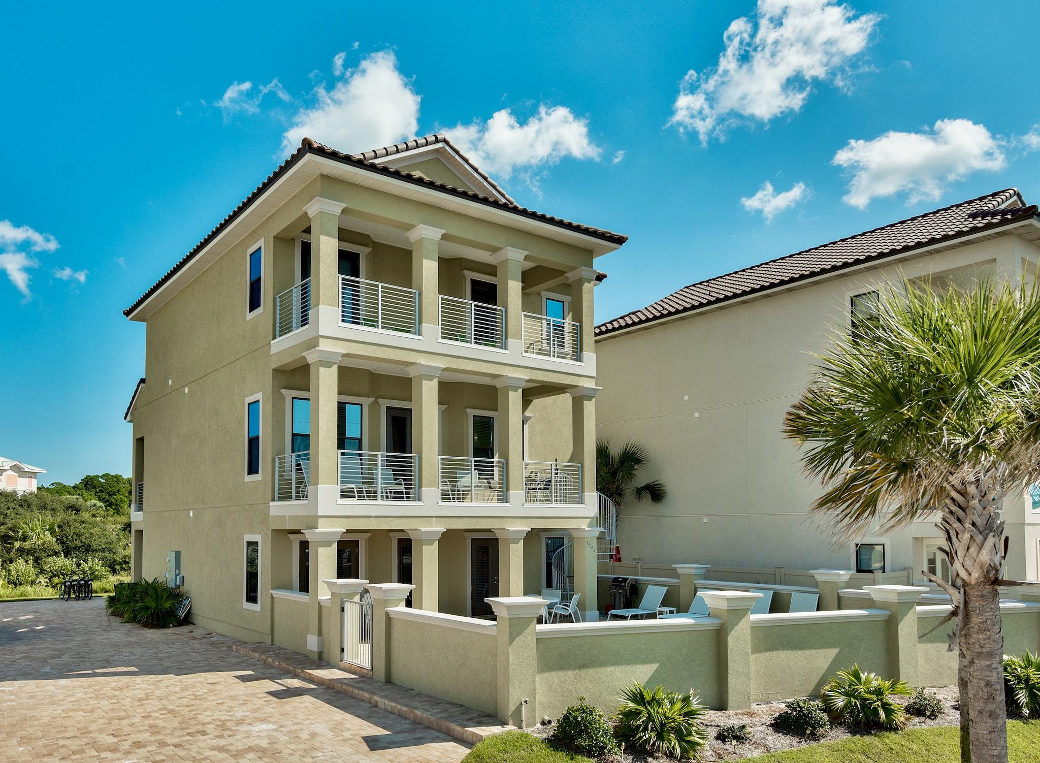 Your chance to own spectacular Gulf views on 30A! This 6 bedroom, 6 full bath custom home, faces state owned land that provides forever unobstructed views of the Gulf and direct beach access. Getting to the beach is a breeze! To the rear of the property are views of a protected coastal dune lake, Allen Lake, so you are surrounded by coastal beauty. Entering the home from the pool area you will find a heated pool, hot tub and gas grill. While relaxing in the pool or spa you can enjoy views of the Gulf and sounds of the surf. The first level of this three level home has 3 large bedrooms with full baths ensuite. Two of these face the Gulf. Heading up the stairs or on the elevator, you will enter a spacious living/gathering and kitchen and dining area facing the Gulf.