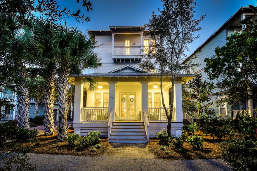 Well-styled after being gutted in 2017, this spacious home with fully appointed carriage house is a superb rental property or large second home. It features cypress hardwood floors, bathrooms with Calcutta marble and sophisticated decor. New kitchen cabinets along with new countertops were added to the kitchen in the main house in September 2019. Ideally nestled between Rosemary Beach and Alys Beach along 30A, the main house boasts a ground floor master, king bed master suites, an oversized third floor bunk room with four queen beds and a triple sink bathroom. The carriage house, complete with kitchenette, can be occupied independently, which adds flexibility and increased rental potential.