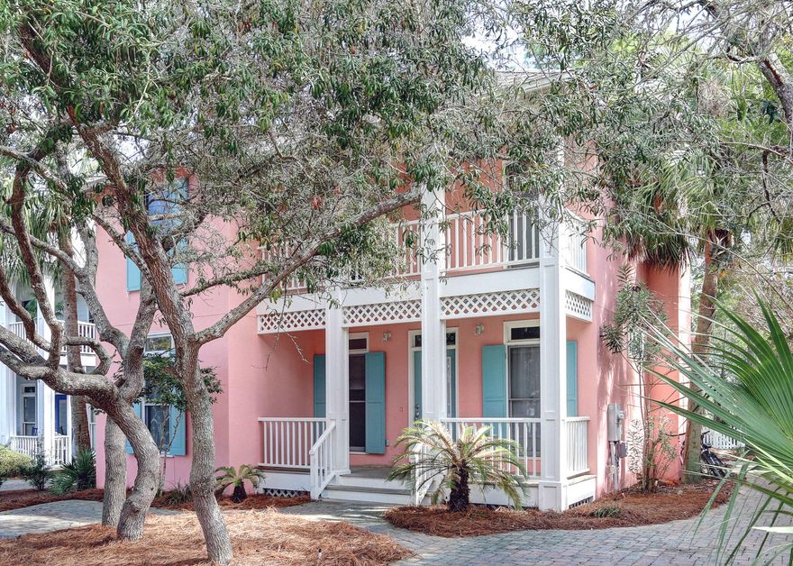 Great location! Great price! Great opportunity! Located just steps from the beach, this 4 BR, 3 BA home in desirable Cassine Village is ready for your personalization. Interior has been freshly painted with fashionable grey paint and white trim. First floor has living area, dining, kitchen, bedroom & bath with shower. Upstairs are two additional bedrooms that share a hallway bath. Large master bedroom with ensuite bath. Charming covered front porches on first & second floors and screened in porch on back allow for relaxation. The back yard accesses a path to one of the two pools. Two tennis courts, two pools, lake with picnic area, nature trails, low HOA fees and close to restaurants, shopping, biking and hiking trails.