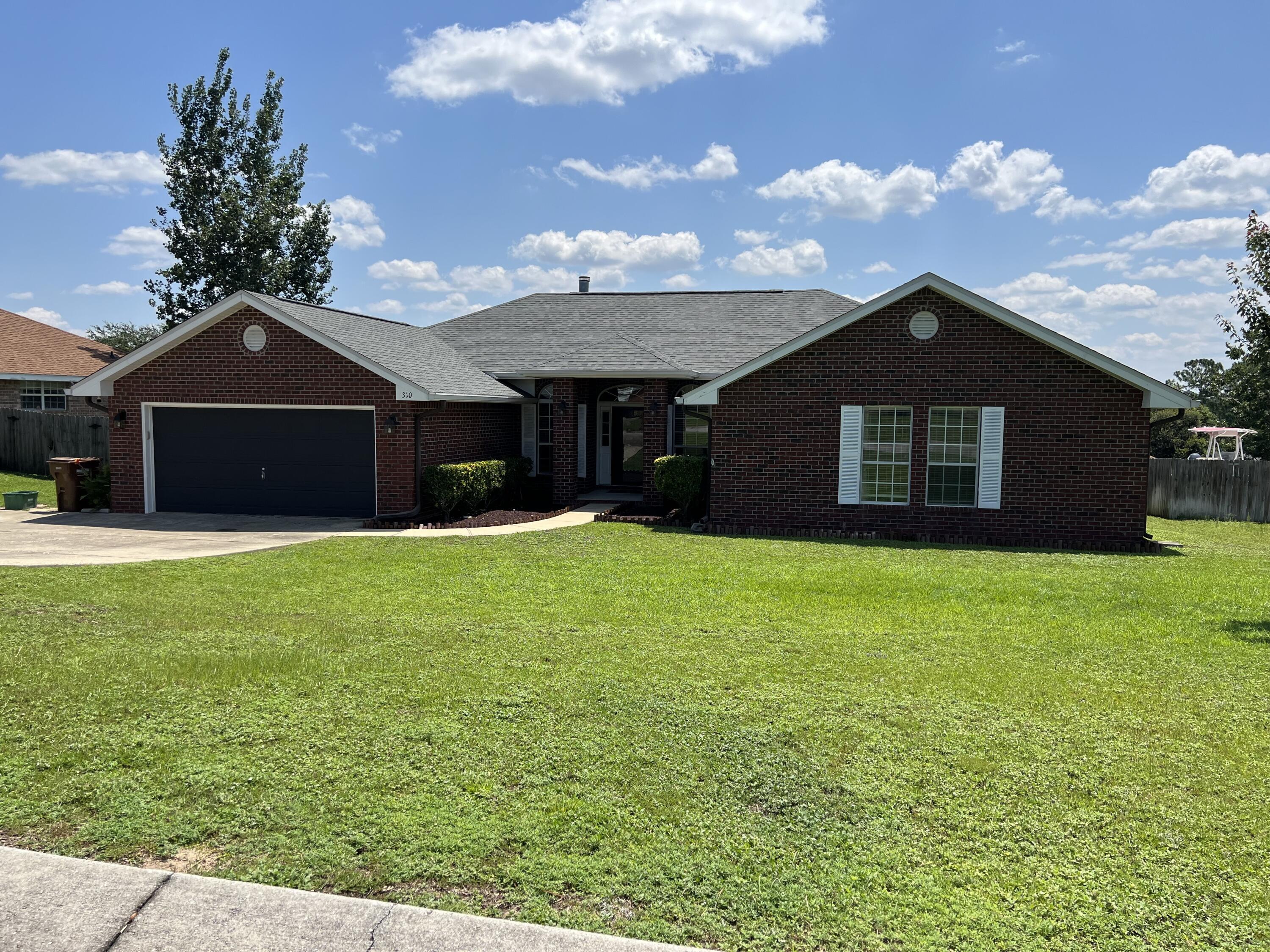 2701 SQ FT OF LIVING 4 BEDROOMS AND 2 FULL BATHS. LOCATED ON THE SOUTH SIDE OF CRESTVIEW. LARGE GREAT ROOM WITH FIREPLACE, HUGE KITCHEN WITH CENTER ISLAND AND STAINLESS APPLIANCES, CROWN MOULDING, LARGE BEDROOMS, FORMAL DINING ROOM,  SEPARATE OFFICE, HUGE COVERED BACK PORCH 48 FEET LONG, PRIVACY FENCED BACKYARD, YARD SHED FOR STORAGE, WIDE DRIVEWAY WITH EXTRA PARKING AND A SPRINKLER SYSTEM FOR THE YARD.