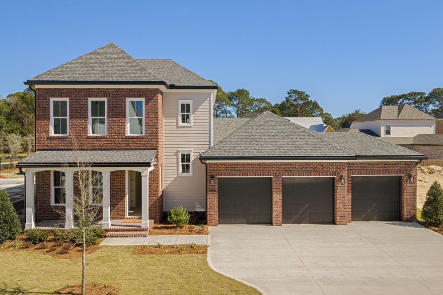 Beautiful new Stella Plan in Addie's Place at Bluewater Bay. This 2-story brick home offers 4BR/3.5BA, a study, and 2,719 sq. ft of well-designed living. The first floor features an open kitchen, dining, and living area plus a private owner's suite with a spacious bath and walk-in closet. Upstairs includes 3 bedrooms and 2 full baths. Enjoy a covered rear porch, 3-car garage, and fenced yard with room for a pool. Exterior details include Olde Jefferson brick, Iron Ore door, Skyline Steel accents, and Pewter shingles. Prime location near schools, parks, and the Emerald Coast.