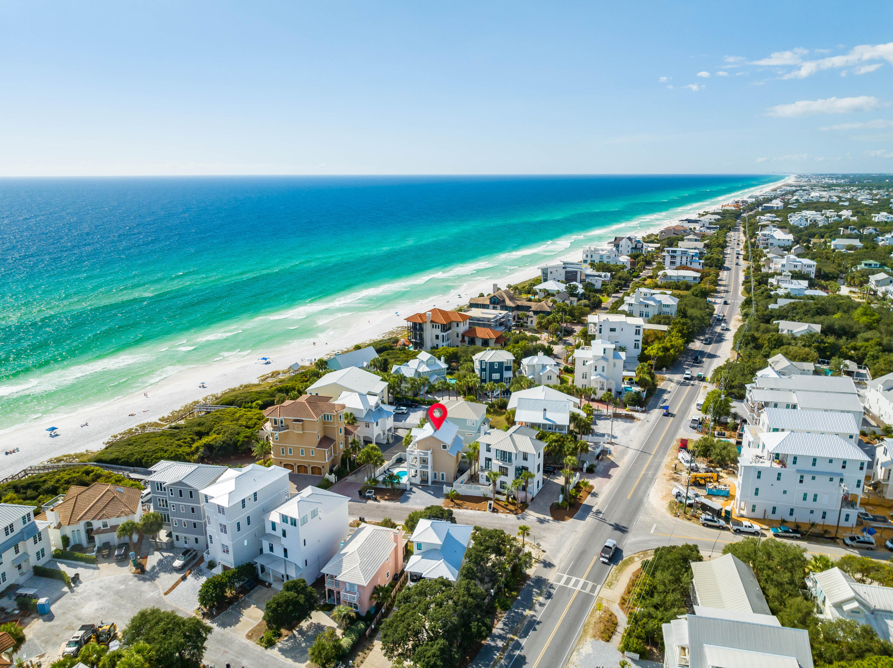 Welcome to your coastal paradise just seconds away from the pristine white sandy beaches of Seagrove Beach. This exquisite 4 bedroom, 3 bath home is a beach lover's dream, offering not only immediate access to the Gulf but also a private pool for a secluded retreat. Safeguarded by a brand new roof, as you enter, the first floor unveils a thoughtfully designed open concept, where the living, kitchen, and dining areas seamlessly flow, providing a perfect space for relaxation and entertainment all while overlooking the pool.Gulf views grace the atmosphere, enhancing the charm of every room. The second floor presents three bedrooms, two of which open onto a balcony overlooking the inviting pool and capturing breathtaking Gulf panoramas. Imagine waking up to the soothing sounds of the waves