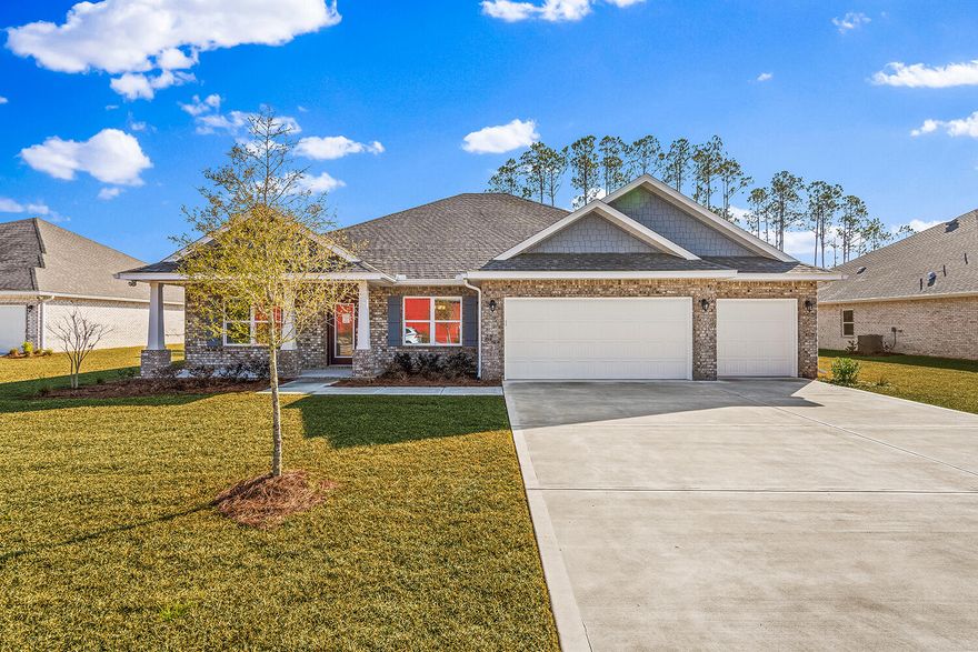 Welcome to the Eden plan! This stunning home offers a spacious and well-designed layout, combining functionality, style, and comfort to meet your every need.As you step into the foyer, you'll immediately notice a bedroom that can be tailored to your preferences. Whether you envision it as a home office, playroom, or bedroom, this flexible area offers endless possibilities. On the other side of the hall, a formal dining room awaits, creating an elegant setting for hosting memorable dinner parties or enjoying special meals with loved ones. Continuing through the home, you'll find a full guest bathroom conveniently located near the front of the home. In the heart of the Eden, a spacious great room awaits, serving as the central gathering space for relaxation and entertainment. Just off the great room, an outdoor living area invites you to enjoy the beauty of the surrounding environment. The great room seamlessly connects to the breakfast nook and kitchen, forming the hub of the home. The kitchen features an island with a sink and dishwasher, providing a functional and stylish workspace with the ability to entertain guests and view family. A walk-in pantry within the kitchen ensures ample storage space for all your culinary needs. The second and third bedrooms are separated by a shared bathroom, offering convenience for family members or guests. This wing of the home also includes two linen closets, with one located in the hallway and the other inside the bathroom, providing ample storage options. The Eden features a split floorplan, with the owner's suite situated on the opposite side of the great room. The expansive suite offers a tranquil retreat, featuring dual closets and an owner's bathroom. You'll find an additional two linen closets in this wing of the home, one inside the bathroom, while the other is conveniently located just outside the owner's suite. A large three-car garage is situated off the kitchen and laundry room area, providing plenty of space for vehicles and additional storage. With 2,639 square feet of living space, the Eden offers a generous layout that ensures comfort and functionality for your family. Its well-designed floorplan promotes privacy, convenience, and a sense of togetherness.