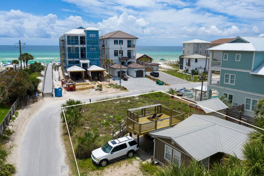 Location, Location, Location! This 65 x 100 sized homesite is beautifully positioned on a corner lot directly across from the neighborhood beach access. Priced to sell, this highly sought after location is one of the best opportunities in Miramar Beach with an exceptional layout to conclude a fabulous finished product with likely gulf views. An exceptional proximity to 30A, Destin, & PCB, this property has quick access to world class shopping, dining, airports & local entertainment. No HOA! Currently there is a 760 sq. ft structure on property. Value is in the land. *Buyer is responsible for personally verifying details about this property. Any information contained in the listing is believed to be accurate, but not guaranteed. **