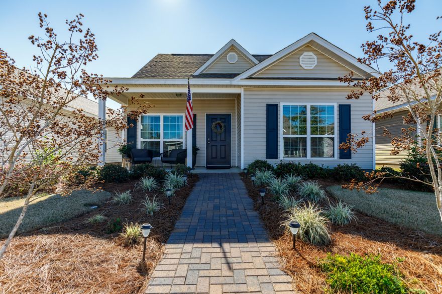 This 4 bedroom, 3 bath home truly is a must-see and perfect for the first time home buyer or active retirees...and really anyone in between! The open concept home offers over 2000 sqft with upgraded eggshell paint throughout. The front entrance draws you in with its warm and welcoming curb appeal. Once inside; this large, bright living and dining room make you feel right at home. The meticulously cared for home offers a first floor Master with ensuite and guest bedroom adjacent bath. There are two additional guest bedrooms and bath located on the second floor. This home has two covered patios for outdoor enjoyment. There is an option to add an additional ac unit, with ducts and an air handler already installed. This home is being sold partially furnished, see agent for details.