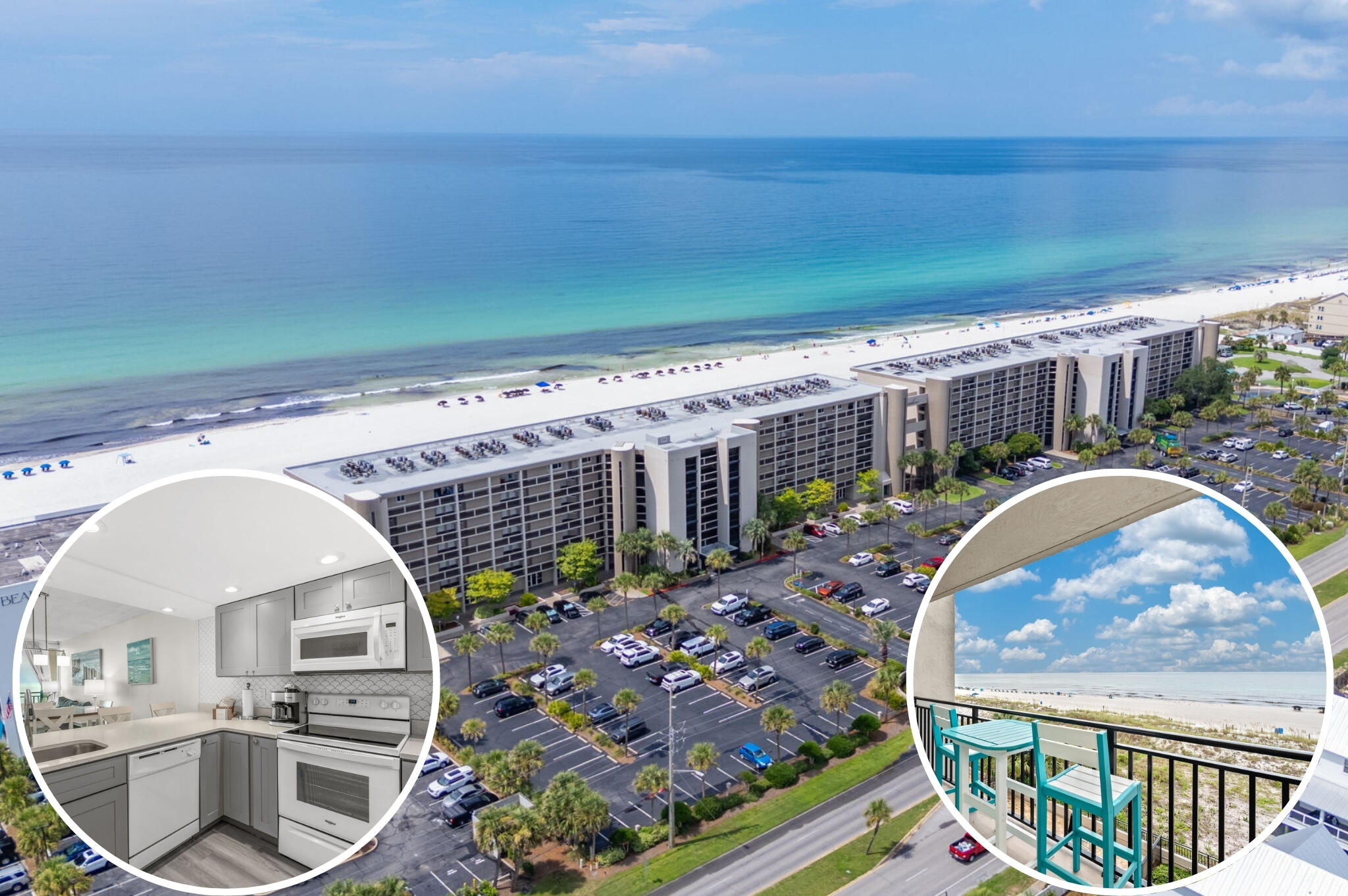 Discover the ultimate beach getaway in this beautifully remodeled 2-bedroom, 2-bath condo with panoramic views of the Gulf of Mexico. Located in The Breakers, a VA-approved building, this fully furnished, rental-ready unit is perfect as your personal retreat or a lucrative vacation rental. The kitchen shines with brand-new cabinets and countertops, while both bathrooms have been stylishly updated. Luxury vinyl plank flooring runs throughout, adding durability and a modern coastal feel. With its prime location and stunning water views, this condo is the perfect blend of comfort, style, and investment potential.