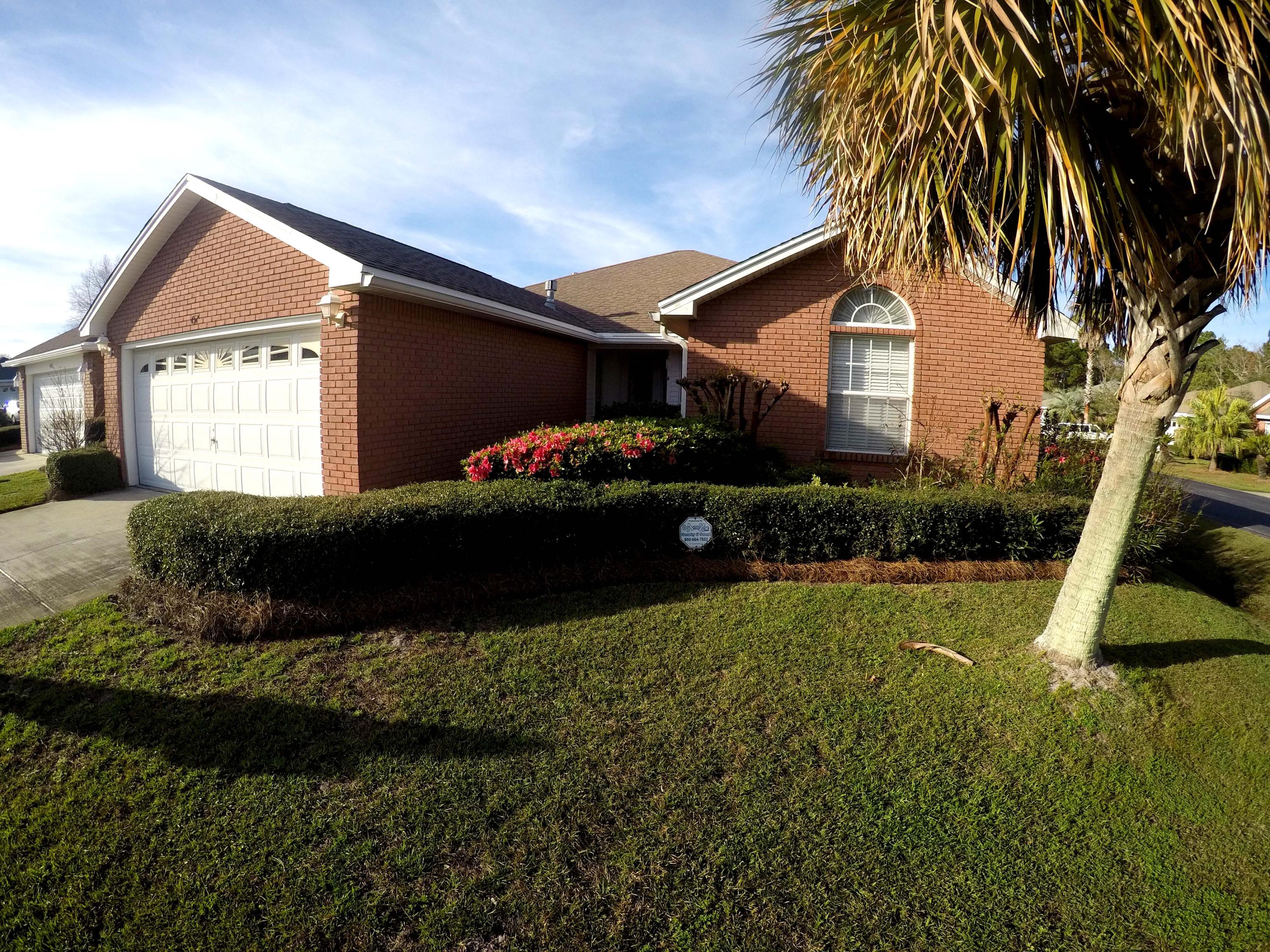 All brick home on a corner lot in Bayside subdivision located on quiet street near the bay. Three bedrooms 2 baths, gas fireplace, dining area and large eat in kitchen with pantry, breakfast bar and eat-in kitchen nook. Gas furnace and hot water heater, the kitchen is plumbed for a gas stove. This home is a one owner, well maintained home with covered screened porch, separate laundry room and 2 car garage. Bayside neighborhood has a neighborhood pool, tennis courts, playground,picnic pavilion and deeded bay access and private dock on the beautiful Choctawhatchee Bay. Close to the beautiful sandy beaches, shopping, restaurants, and Baytowne Wharf. Property is sold fully furnished and comes with an Home Warranty