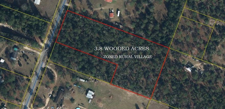 3.8 wooded acres.  Great location.  Wonderful place to build your home.   Less than a mile from Kings Lake.  Wooded.  200 feet of Hwy frontage.  Mobiles & manufactured homes welcome.   Paved road.   smart long-term investment.  Zoned rural village (maximum density 2 homes per acre). Survey available.