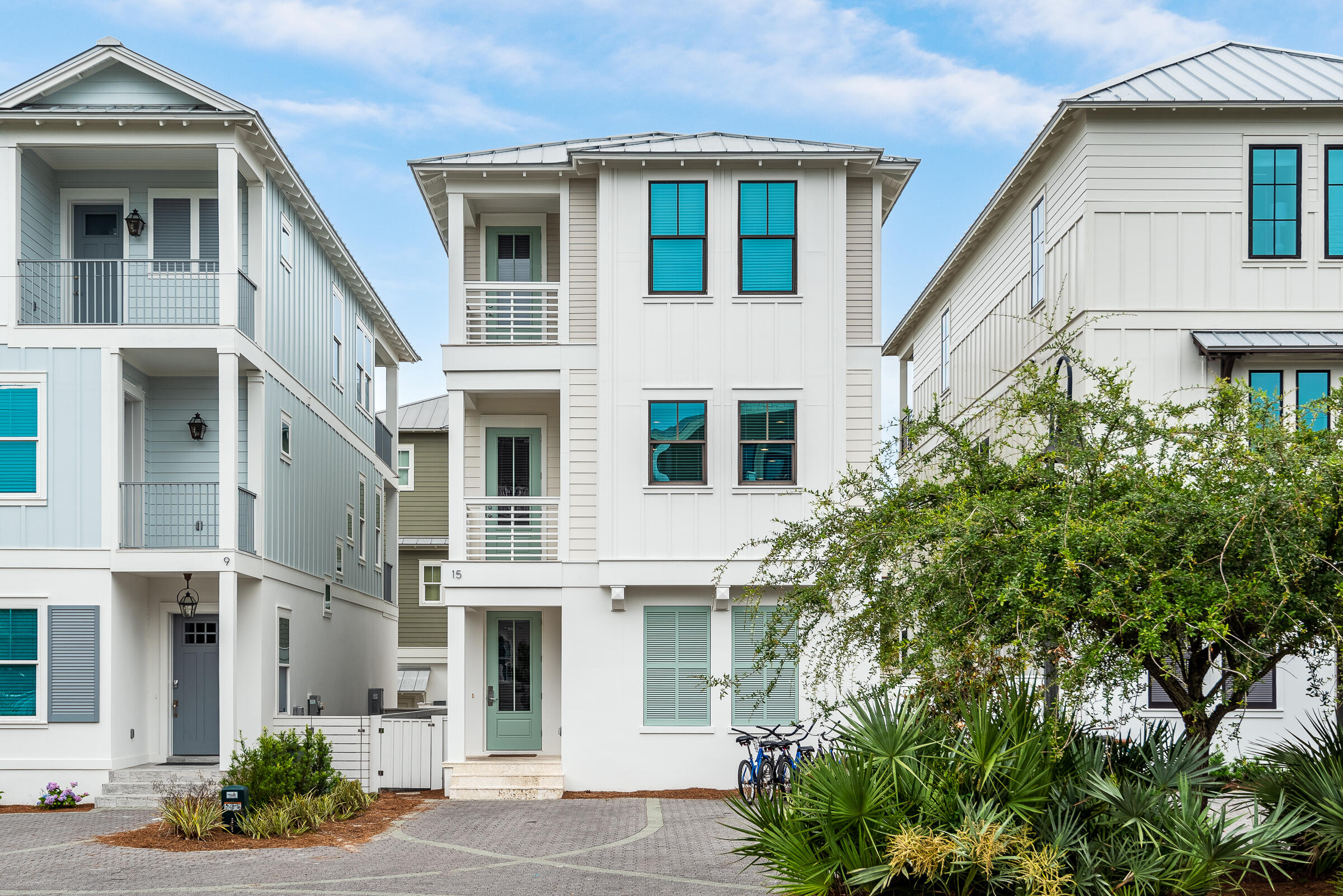Gulf views, modern coastal style, space for everyone, and only steps from beach access ... this 4BR/4.5BA + Bunk Inlet Beach retreat has it all! Located in the intimate Park Place neighborhood with a beautiful community swimming pool, this home features a reverse design plan to maximize enjoyment of gulf views. An open concept living and dining area highlighted by shiplap walls and pinewood floors opens to a large, covered balcony with room for dining and lounging. The bright kitchen offers floor-to-ceiling cabinetry, marble countertops, stainless steel appliances, and a large center island with seating. The first level includes one of two master suites, a guest room, and a children's suite with bunks and game area. The third level includes a large landing with balcony, the second master suite with balcony access, and a guest suite with a private balcony. This property is only steps from the Inlet Beach Regional Access, the largest beach access in South Walton with three dune walkovers, seasonal lifeguards, restrooms, ample parking, and a short scenic half-mile stroll to Camp Helen State Park and Lake Powell. This immaculate turnkey property serves well as a vacation rental or a personal retreat.
Inlet Beach is a blossoming 30A community with quality new development, restaurants, shops, and a convenient location central to attractions in both Walton and Bay Counties, as well as the Northwest Florida Beaches International Airport.