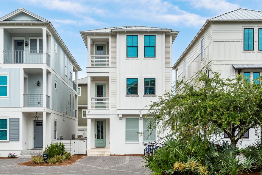 Gulf views, modern coastal style, space for everyone, and only steps from beach access ... this 4BR/4.5BA + Bunk Inlet Beach retreat has it all! Located in the intimate Park Place neighborhood with a beautiful community swimming pool, this home features a reverse design plan to maximize enjoyment of gulf views. An open concept living and dining area highlighted by shiplap walls and pinewood floors opens to a large, covered balcony with room for dining and lounging. The bright kitchen offers floor-to-ceiling cabinetry, marble countertops, stainless steel appliances, and a large center island with seating. The first level includes one of two master suites, a guest room, and a children's suite with bunks and game area. The third level includes a large landing with balcony, the second master suite with balcony access, and a guest suite with a private balcony. This property is only steps from the Inlet Beach Regional Access, the largest beach access in South Walton with three dune walkovers, seasonal lifeguards, restrooms, ample parking, and a short scenic half-mile stroll to Camp Helen State Park and Lake Powell. This immaculate turnkey property serves well as a vacation rental or a personal retreat.

Inlet Beach is a blossoming 30A community with quality new development, restaurants, shops, and a convenient location central to attractions in both Walton and Bay Counties, as well as the Northwest Florida Beaches International Airport.