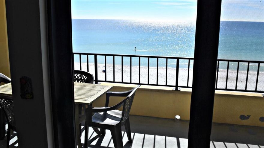 GORGEOUS OCEANFRONT VIEW!Welcome to this beautiful recently updated condo unit with direct Gulf Coast views. The entire unit has been updated within the last year, including new quartz countertops and new backsplash, newly updated and repainted cabinets, new electric stove and refrigerator with ice maker. All flooring in the kitchen and living area is brand new vinyl plank flooring, and new carpeting has been installed in both bedrooms. Additionally, the overhead lighting fixtures in the dining and living areas have been newly installed. The two bathrooms, both with full-size tubs, have been upgraded to quartz counter tops and cabinets are freshly  painted. The unit can comfortably sleep 8 people. (Pictures Friday)