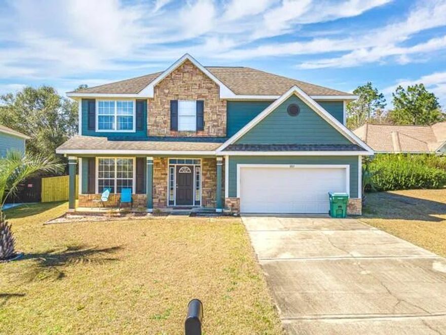 NEW PHOTOSCOMING SOON! Spacious & ideally located - this 4 bd/2.5 bath home sits in Sandy Ridge Estates just off Antioch Rd in South Crestview.  The spacious foyer opens to a well designed main level featuring formal living & dining rooms, eat-in kitchen (granite/stainless steel & dedicated pantry), family room & 2 car garage (keyless entry & cameras throughout). Home is super efficient with brand new windows/metal roof and SOLAR! Backyard is fully fenced (pets okay w/owner approval & restrictions apply) with North side double gate allowing for Boat/RV parking. Upstairs you will find all 4 bedrooms, split with upstairs laundry! Master suite features soaking tub, shower & large walk in closet - ALL closets have built in closet systems for added convenience. Call today for your showing