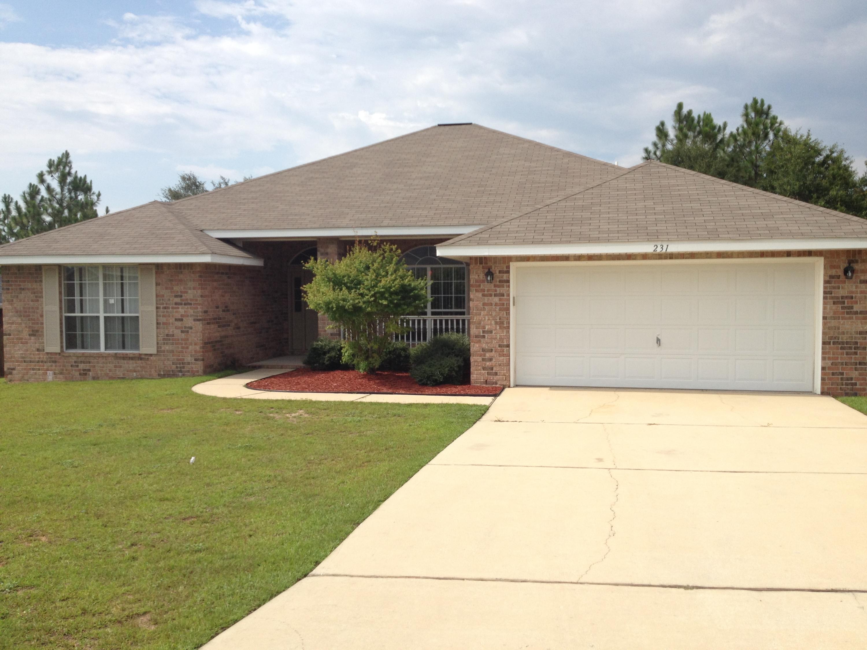 All brick home in good location. Walk to new elementary and middle schools. Close to Medical Center, shops, etc. Only 15 minute drive to Duke Field and new Special Forces base. Thirty minutes drive to Eglin AFB. Large family room, formal dining, nice size kitchen with breakfast room. Split bedroom plan. Master Bedroom with Master Bath, double vanities, separate shower and walk in closets other bedrooms share bath. New carpets have just been installed. This is a home to enjoy the quiet location.