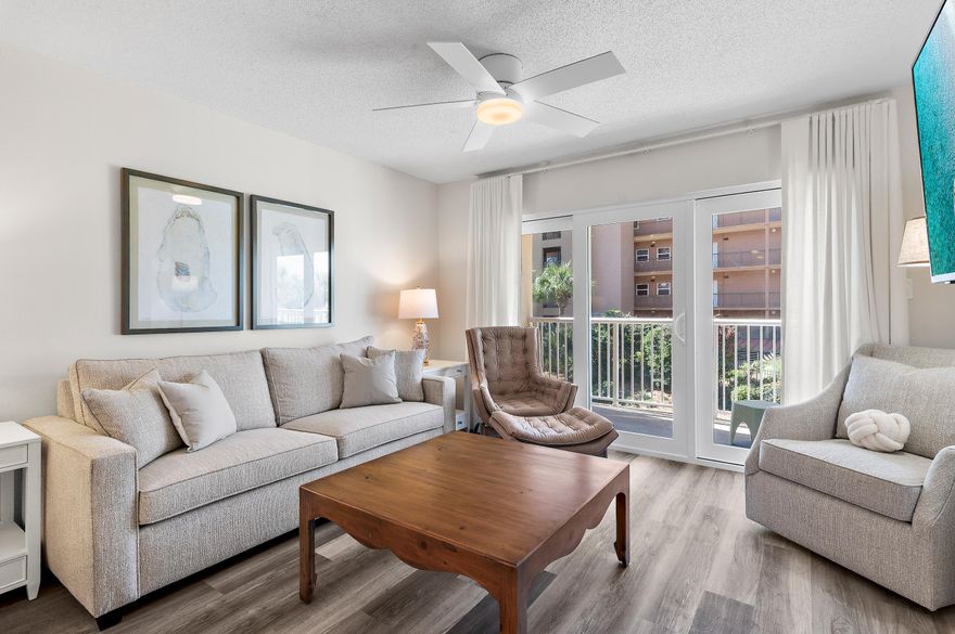 Beautiful renovation with white tones and beachy theme throughout. Closest to the gulf with gorgeous gulf views! Welcoming entrance with spacious light filled rooms.  Gulf-facing family room and primary suite both with balcony access. Bedroom #2 has a king bed and ensuite bathroom. Separate bunk room so everyone has their own space! Designer selected furnishings, all new and never used.  All new kitchen cabinets, quartz countertops, stainless appliances, light fixtures, toilets, flooring and paint. Ciboney has a gated private beach access, a seasonally heated pool, tennis and pickleball courts, grilling station and plenty of parking for you and your guests. The location is prime with walking distance to many restaurants, shops and live music. Pet friendly for you and your guests! Recently restored and upgraded building and grounds. The 6 1/2 mile walking and bike trail is perfect to enjoy the views of the aqua gulf waters, or take in a meal at the 6+ gulf front restaurants, listen to music or do shop beach shopping! Close to Sandestin for fishing, boating and Baytowne Wharf for kids activites. music and entertainment. Many world renowned golf courses and many tennis facitiies to please everyone. Or just sit on your spacious covered balcony, read a book and take in the day. 