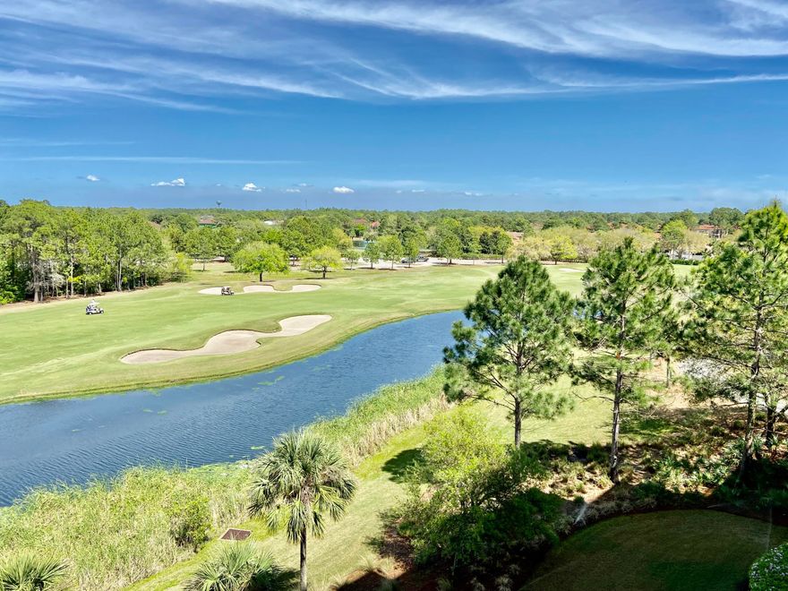 Enjoy Vast Beautiful views from all rooms and balconies from the 5th floor overlooking Burnt Pine golf course with lakes and partial bay views!Located next to the resort style pool and within a short walk to the Village of Baytowne Wharf with all the restaurants, shops, and entertainment it has to offer. This unit is a lock out which can be used in entirety as a 2 bed/2 bath condo, or separately as a 1 bedroom unit and studio.Being sold furnished.  There is a gated parking garage and fitness center for owners and guests. As owners in Elation, you will have access to a dedicated owner's storage area as well as the Solstice Club, an exclusive owners respite.