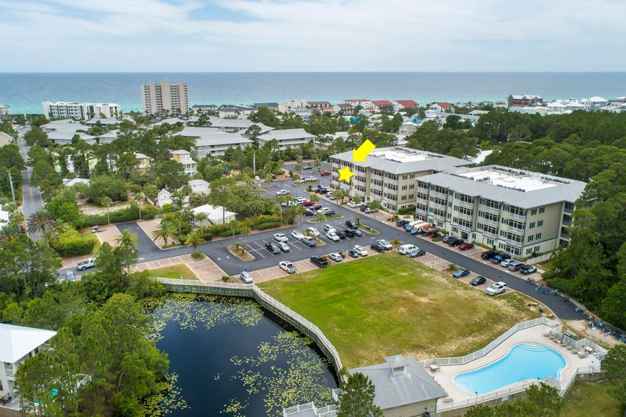 Beautiful unit in Seagrove Highlands being sold fully furnished. The tall ceilings throughout give a great spacious feel. Tile through the main areas along with new laminate in the bedrooms. This unit has been refreshed with new paint, furnishings, etc. Easy access to the unit via elevator and separate storage area for beach gear on the same floor. Seagrove Highlands is located in the heart of Seagrove and an easy walk to 30A and the beach This gated community offers a pool, elevators and tons of parking. You cannot beat this location!
