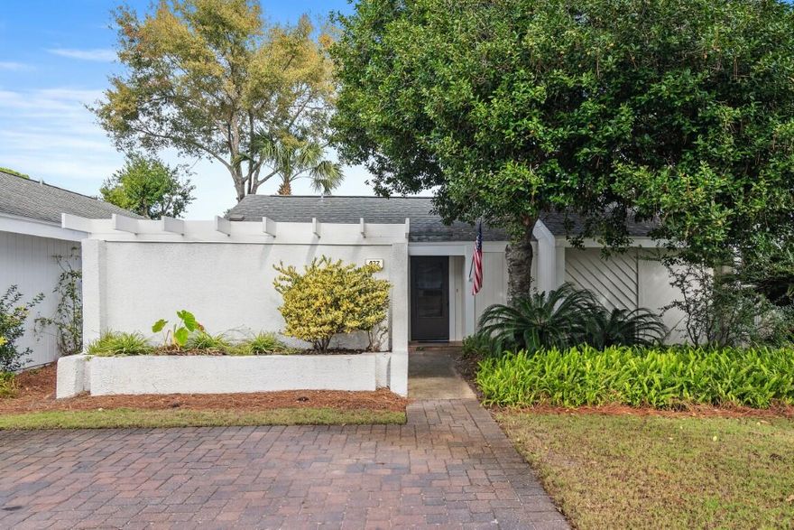 Affordable, secure Sandestin Resort living at it's finest!  Recently renovated, single level 2 BR, 2 BA, fully furnished Patio Home on peaceful, low traffic cul-de-sac. Rear yard with patio/deck privacy fence . Features spacious., separate storage room. New amenities in 2025 include complete interior paint; carpet in BR's. All new doors/windows, jams/molding. New BA fixtures including toilet. New M BA handicap walk-in shower and flooring. 3 new Roku tv's-one in each room.  New Whirlpool microwave; Amana washer & dryer. New condenser for heat pump. 2024: All exterior siding replaced and painted. New Amana stove/oven & disposal. Asphalt shingle roof replaced in 2012-according to insurance carrier records. Turnkey, move-in ready. Great retirement, 2nd home and/or rental. Come see!